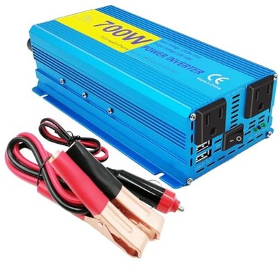 700W Pure Sine Wave Power Inverter DC 12V to 110V AC Converter, with 2 AC 