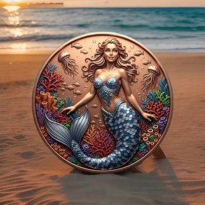 #ad 5 Troy Ounces Copper .999 Colorized Mermaid In Mythical Creatures Mintage 1000 $42.00