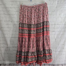 Vtg Whit Stag Tiered Patchwork Maxi Skirt Sz Lg Gauzy Boho Hippie Gypsy