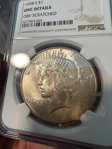 1928-S Peace Silver Dollar, NGC UNC Details Looks like MS 63 Or Better
