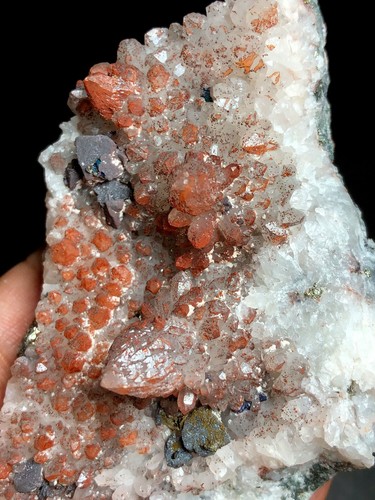 183g Natural Red Quartz Crystal Geode Cluster&Chalcopyrite h58 - Picture 6 of 7