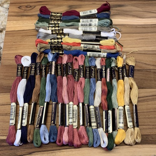 32 Anchor/DMC Cotton Skeins Cross Stitch Floss Embroidery, Color Variety