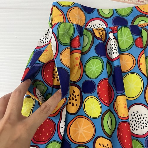 Lorraine Party Skirt Womens 10 S Fruit Slices Colourful Midi Pockets Retro - Picture 9 of 11