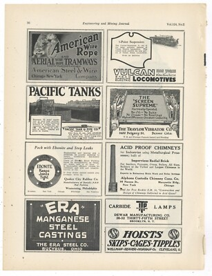 #ad 1927 Mining Equipment Ads on 1 Page: Vulcan Locomotives WSM Traylor Pacific $21.84