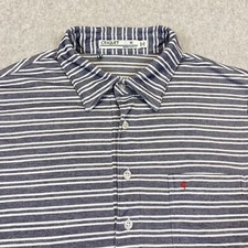 CRIQUET Shirt Men's Size Medium Gray White Striped Short Sleeve Performance Polo