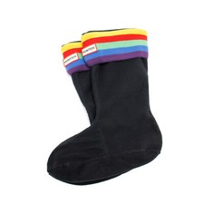 Kids Hunter Rainbow Stripe Cuff Fleece Socks for Rain Boots, Size XL