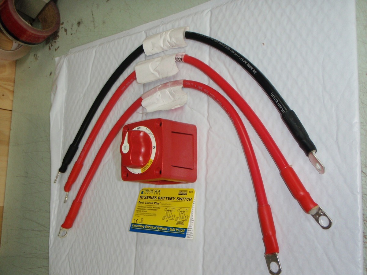 battery switch blue sea 6011 dual circuit plus 4GA CABLE 2FT 63031