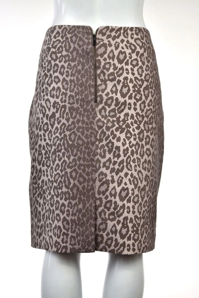 Falda Rachel Roy Talla 14 Marfil Púrpura Estampado Animal Lino Hasta la Rodilla Foto 2 de 4