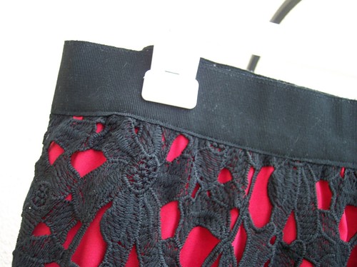 Catherines Black Label lace skirt plus size 4x red midi stretch waist washable - Picture 5 of 9