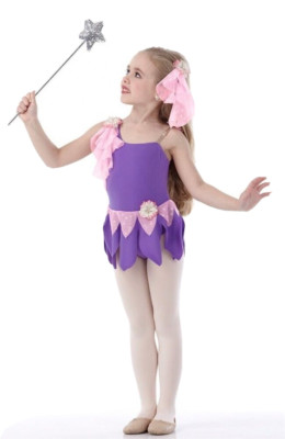 Fairy Dust Pixie LILAC Child XL Jazz Tap Dance Costume Petal Skirted Leotard