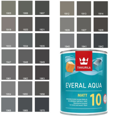 Tikkurila Everal für Holz Metall Everal Aqua Matt Farbe Dunkel Farbauswahl 0,90L