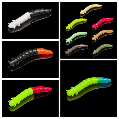Soorex Pro King Worm 55mm Aroma Käse / Knoblauch Forellenköder Softbait Gummi