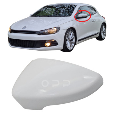 Door Wing Mirror Cover Painted White For VW Scirocco 2008-2017 Left