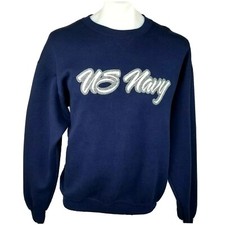 Vintage US Navy Soffe Crewneck 50/50 Poly Cotton Sweater Sz L Made In USA GREAT