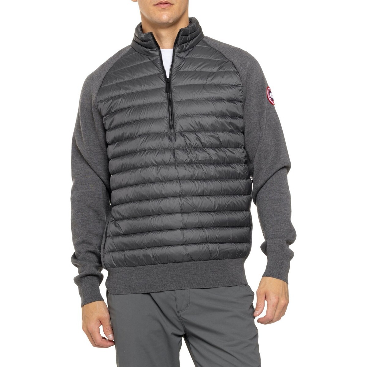 Canada Goose HyBridge Knit Packable Pullover Wool Goose Down Jacket Grey  $695 MD