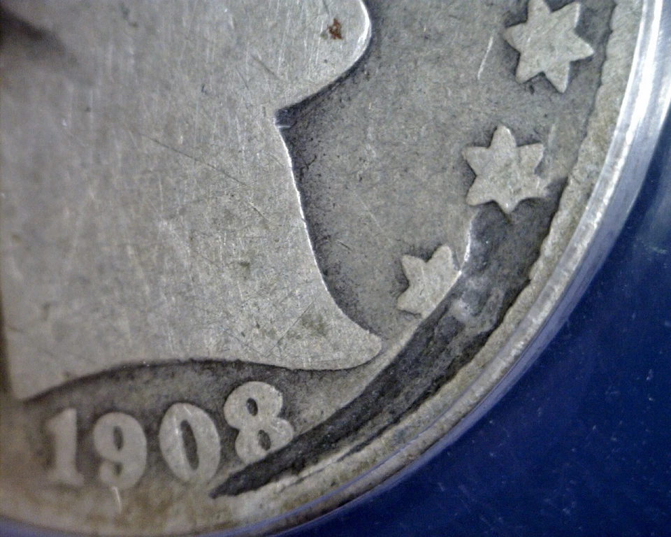 1908o ERROR ANACS G4 LAMINATION Barber Half Dollar SILVER Coin RARE TYPE  NR - Image 2 of 4