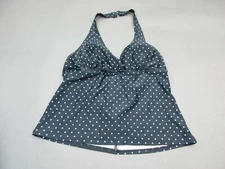 Unbraded Size 14 Women's Black/Blue Polka Dot Around Neck Swimming Suit Top 1N