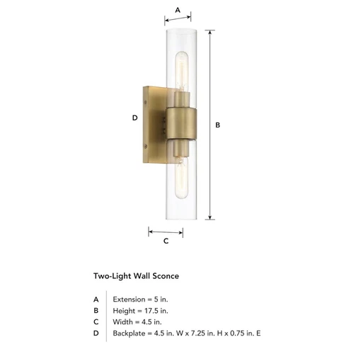 DESIGNERS FOUNTAIN Anton 17.5 in 2-Light Wall Sconce Old Satin Brass D286M-2WS-0 - Picture 5 of 8