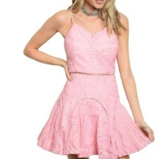 Dygarni Lace Fit and Flare Mini Dress Pink Size Large NWT