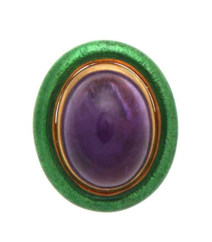 VERY RARE VINTAGE DAVID WEBB 18K YELLOW GOLD GREEN ENAMEL & AMETHYST EARRINGS image 6