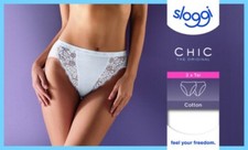 SLOGGI mutandina sgambata in cotone con pizzo CHIC TAI conf. 2 slip BIANCO