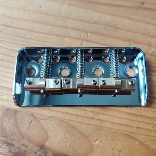 New 2024 Short Telecaster Style Hardtail Bridge Chrome Compensated Brass Saddles - Picture 5 of 6