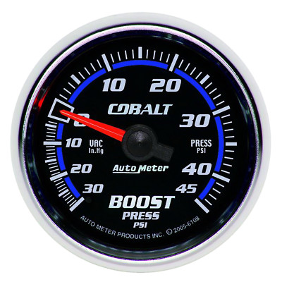 AutoMeter 6108 Cobalt Vac/Boost Pressure Press Gauge, 2-1/16 in.