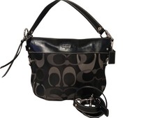 Coach Optic Signature Zoe Convertible Hobo/crossbo Shoulder Handbag Purse Black