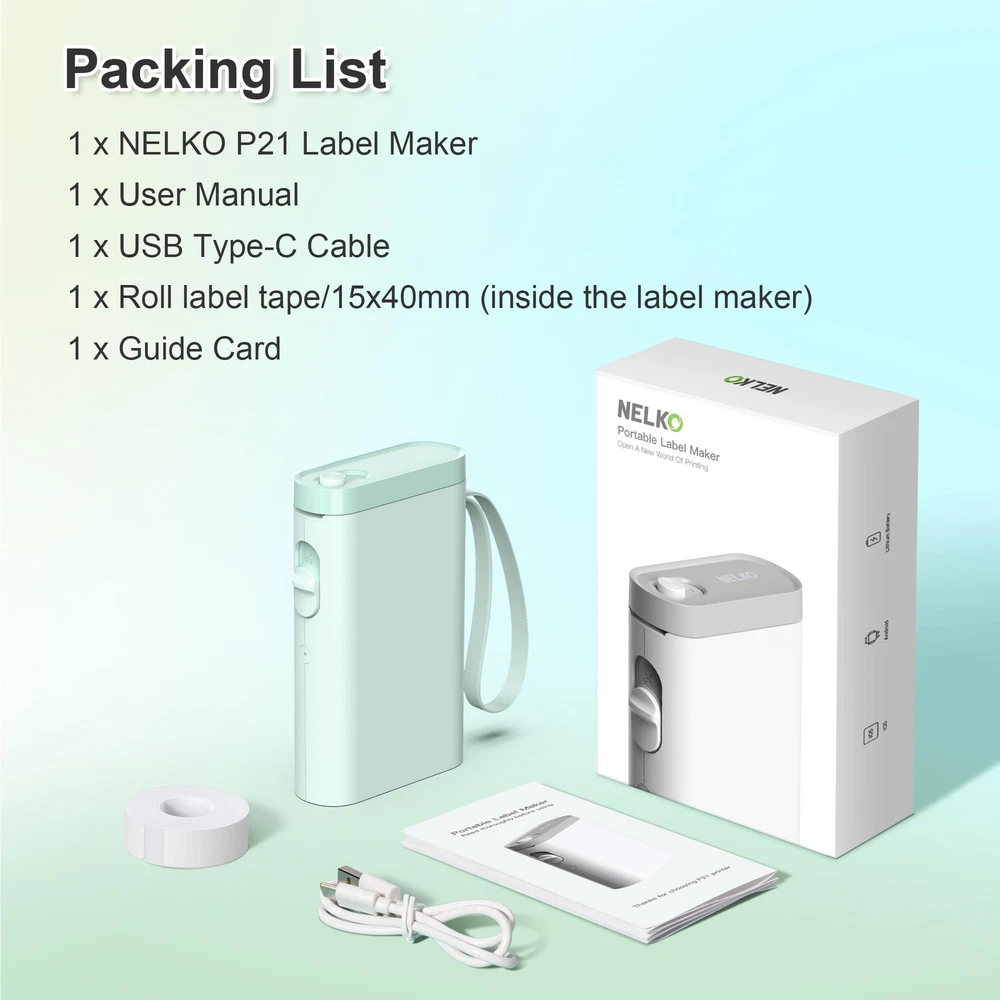 Bluetooth Label Maker Machine P21 Wireless Mini Printer with Tape