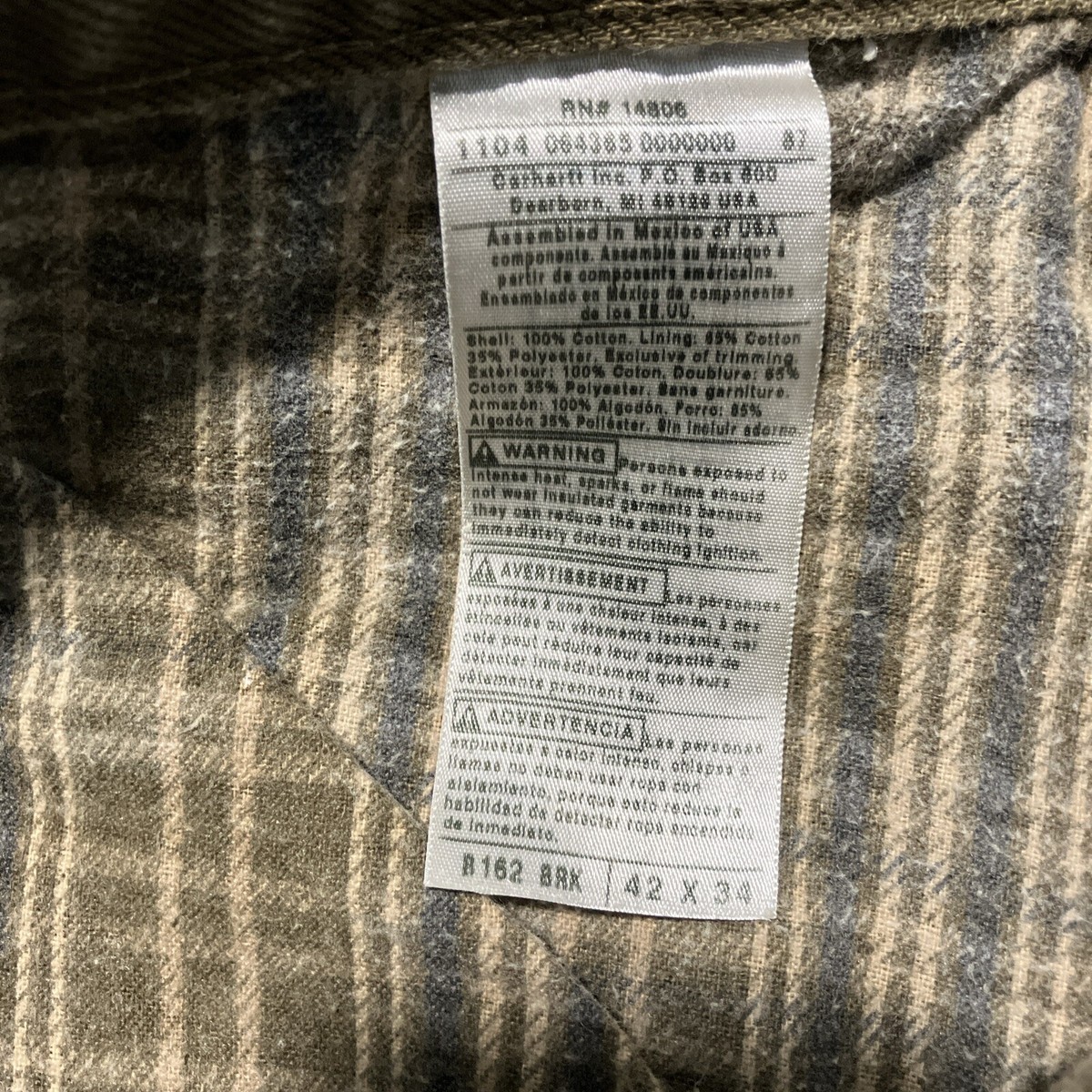 Carhartt Men 40x32 B162-BRK Denim Flannel Lined Jeans Pants Vtg  display picture 1