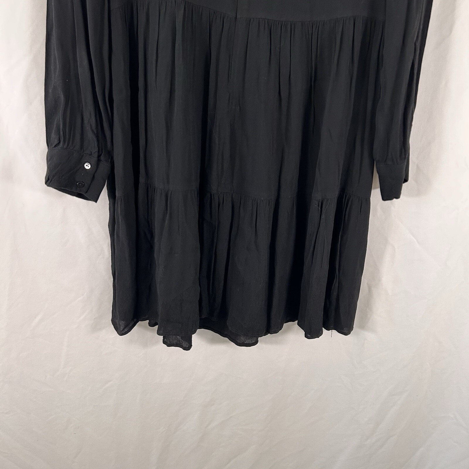 Zara Women Knee Length Dress Women's Small Black Semi-Sheer Long Sleeve Zip Back thumbnail 8