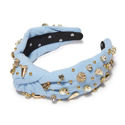Lele Sadoughi Baby Blue Game Day Varsity knotted Crystal  display picture 3