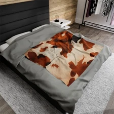Cow Skin Print Velveteen Plush Blanket | Farmhouse Decor Velveteen Plush Blanket