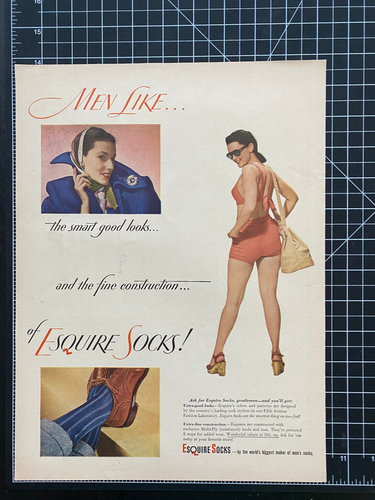 Esquire Socks for Men Like Sexy Lady Smart Good Looks Vintage Print Ad 1947 - Picture 2 of 4