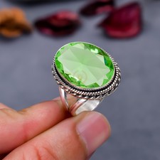 Genuine Peridot Ring 925 Sterling Silver Ring Large Stone Ring, Heavy Designer