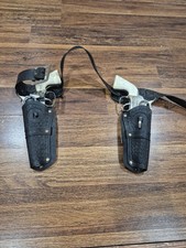VINTAGE MATTEL FANNER 50, LONE RANGER, DUAL BLACK HOLSTER, WORKING-READ