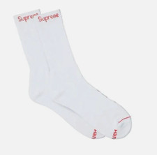 Supreme x Hanes WHITE Crew Socks ONE 1 PAIR - Size 6-12 - NEW