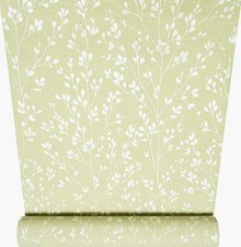 Image of Green Silver Floral Wallpaper Metallic Shimmer Slightly Imperfect Textured