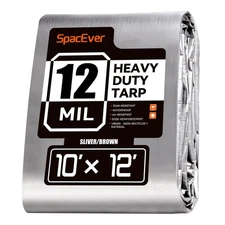 Tarp Heavy Duty 10x12 FT, 12 Mil Thick Large Tarps Water-Proof with Grommets,...