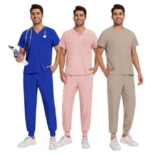 Comfortable Medical Scrub Set: V-Neck Top Drawstring Pants for Professionals
