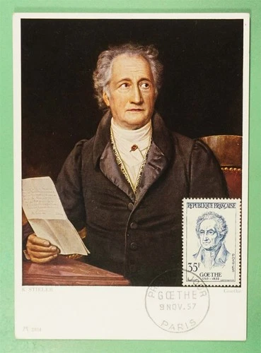 DR WHO 1957 FRANCE FDC GOETHE MAXIMUM CARD R48590