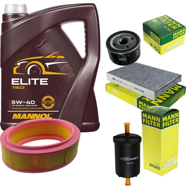 Mann Inspektionspaket 5L Mannol Elite 5W-40 FüR Renault Kangoo 1.4 Clio II-image