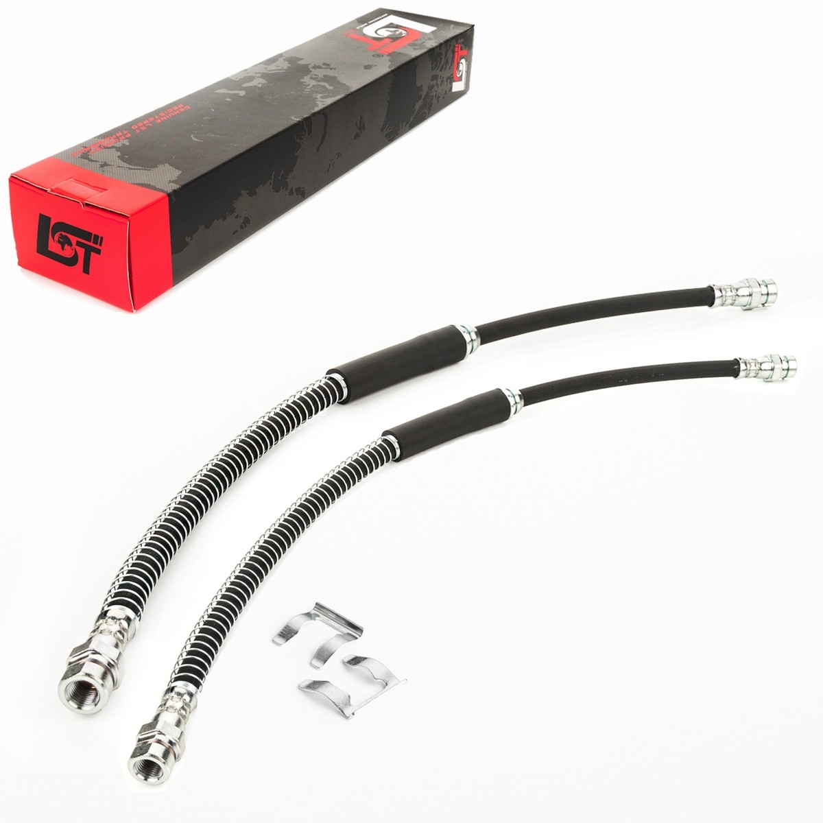 2x Brake line front + retaining clip for VW Scirocco EOS 505 mm