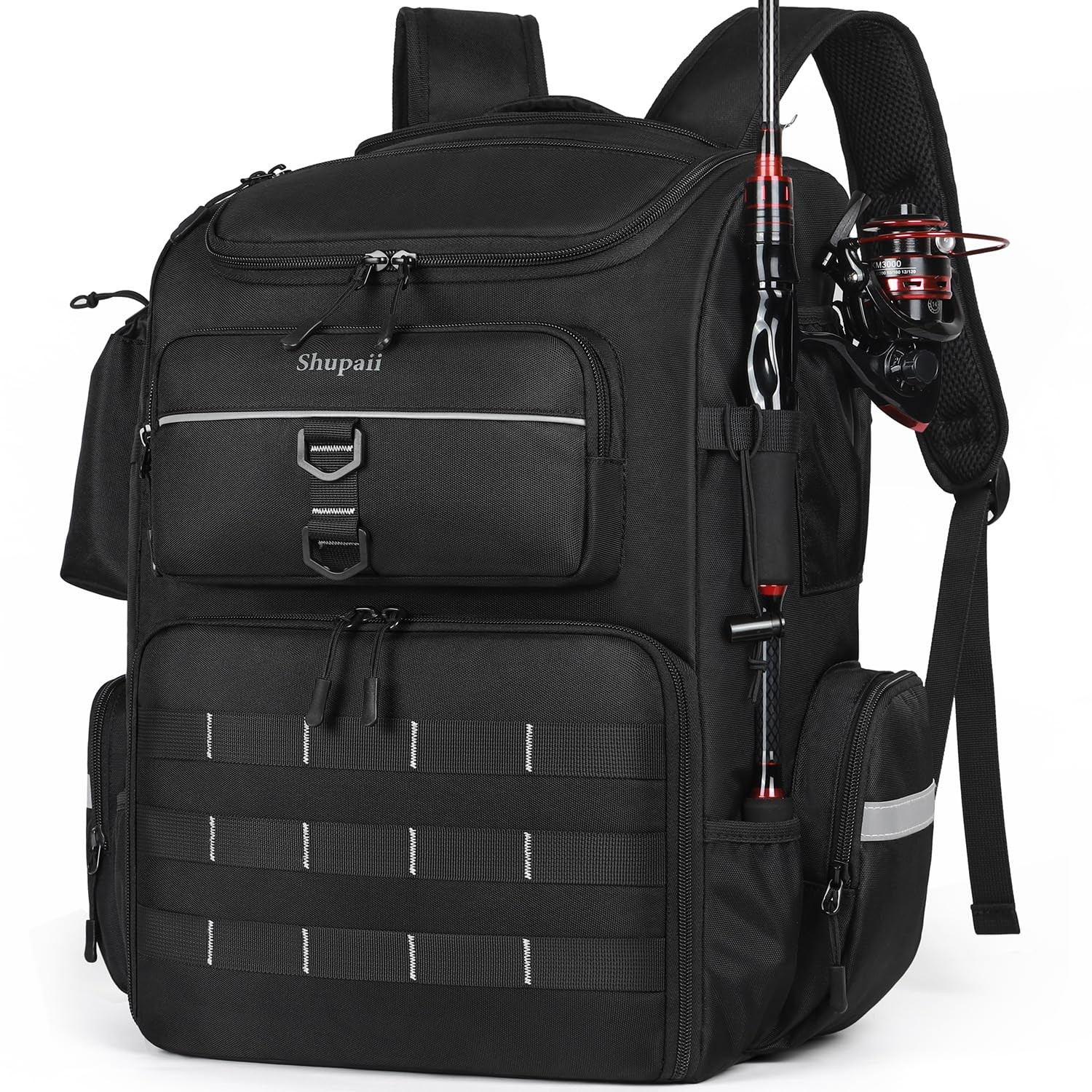 Fishing Backpack with Rod Holder, 45L Capacity Tackle Storage Bag | eBay
