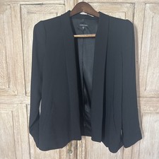Eileen Fisher F2TRE-2 Black Blazer Small Silk Lined Open Front Shawl Collar