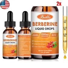 120ml 1500mg Berberine Liquid Drops Organic Ceylon Cinnamon Bitter Melon 2FL OZ
