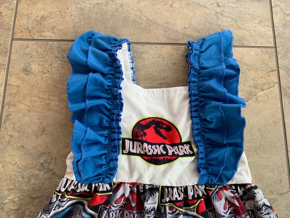 Vestido Raro Parque Jurásico Niñas XS 12-18 Meses Niño Pequeño Volantes Foto 2 de 4