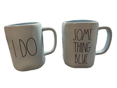 Rae Dunn  I Do  &  Something Blue  Mug Set Wedding Artisan Magenta Ceramic Bride