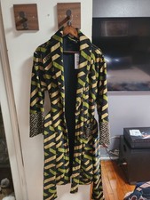VERSACE Baroque Bathrobe Green Black Medusa Logo Medium