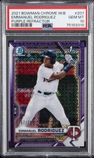 2021 BOWMAN CHROME MB PURPLE REFRACTOR #207 EMMANUEL RODRIGUEZ 167/250 PSA 10